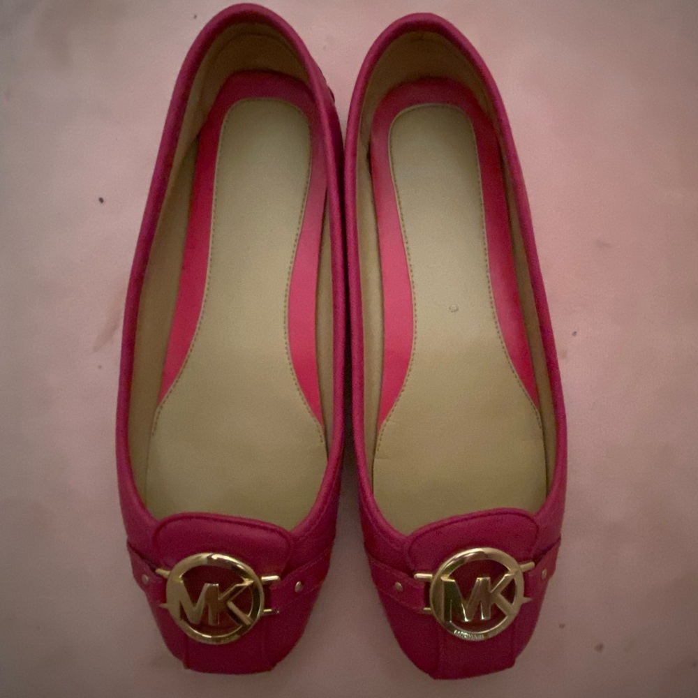 Michael Kors Fulton Metallic Logo Flat, Pink 8.5